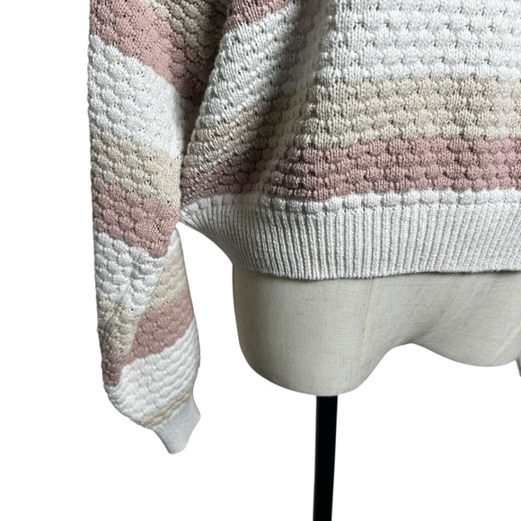 Hollister Color Block Striped Women's Crew Neck Sweater Small Pink Preppy Y2K - Picture 4 of 11